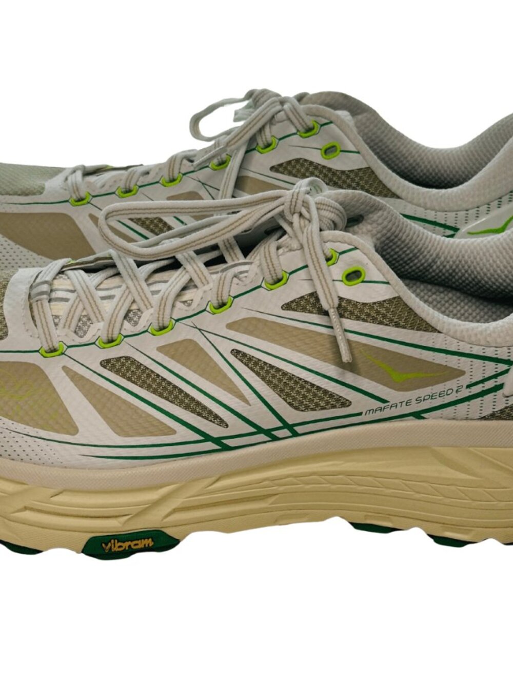 Hoka One One Mafate Speed 2 Trail Running Shoes Mens Size 12 White Green 1126851 - Picture 3 of 5